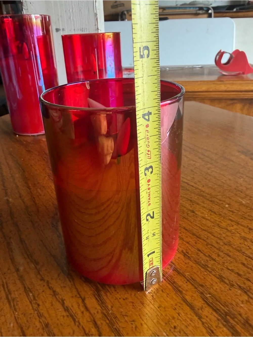 Red Glass Candle Set- Battery Operated